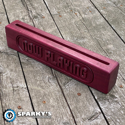 Personalized Solid Hardwood Vinyl Cover Stand 1 - Precision Carved Solid Oak - Made in USA