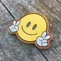Peace Smiley Guy Wood Sign - Size Small - White Hands