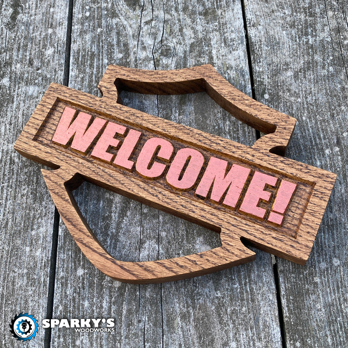 HD Shield Wood Welcome Sign - Painted