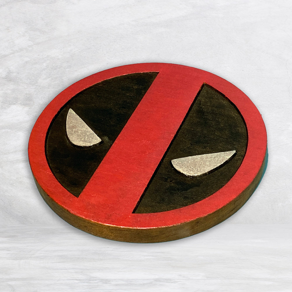 Deadpool Round Wood Sign - Painted