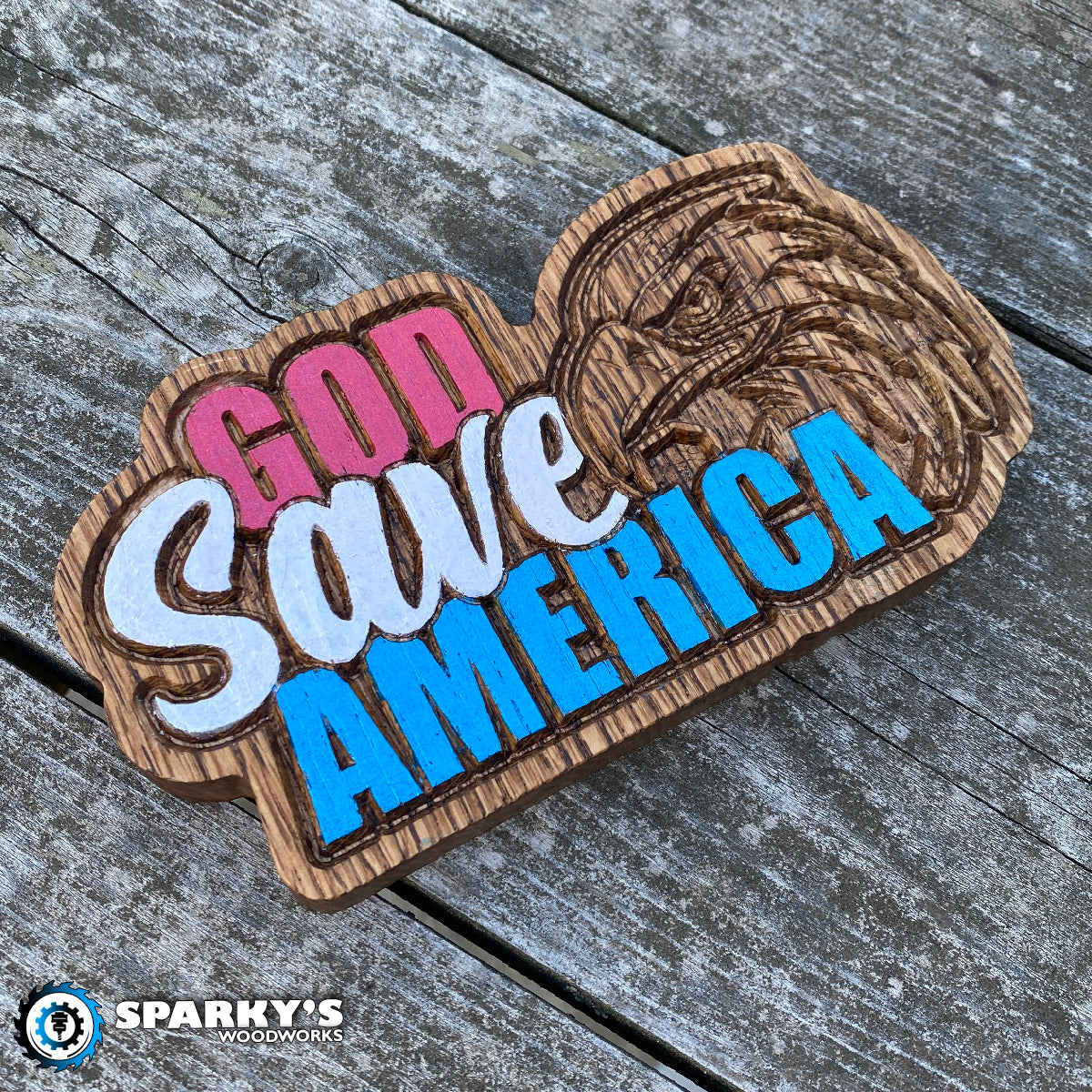 God Save America Wood Sign - Size Small - Painted