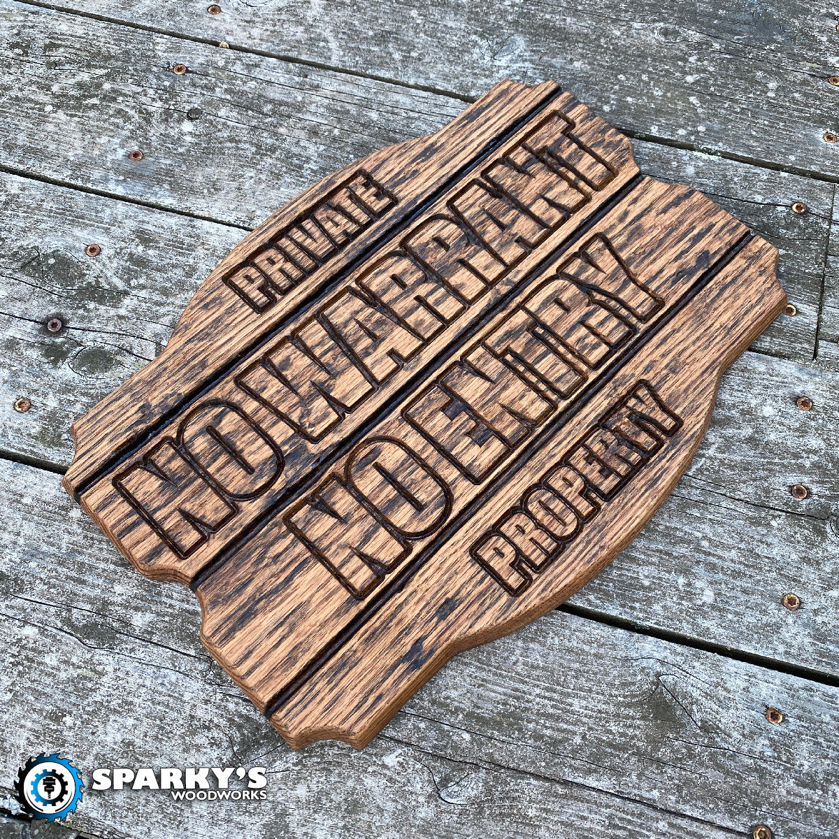 3D No Warrant No Entry Wood No Trespassing Sign - Stain Only