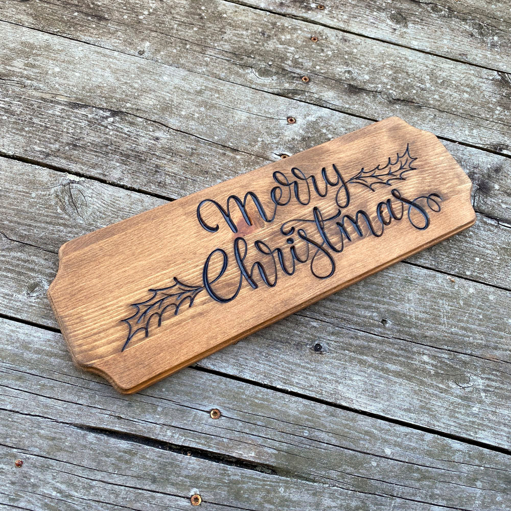 Merry Christmas Pine Wood Sign