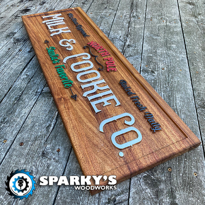 North Pole Milk & Cookie Co. XL Wood Sign