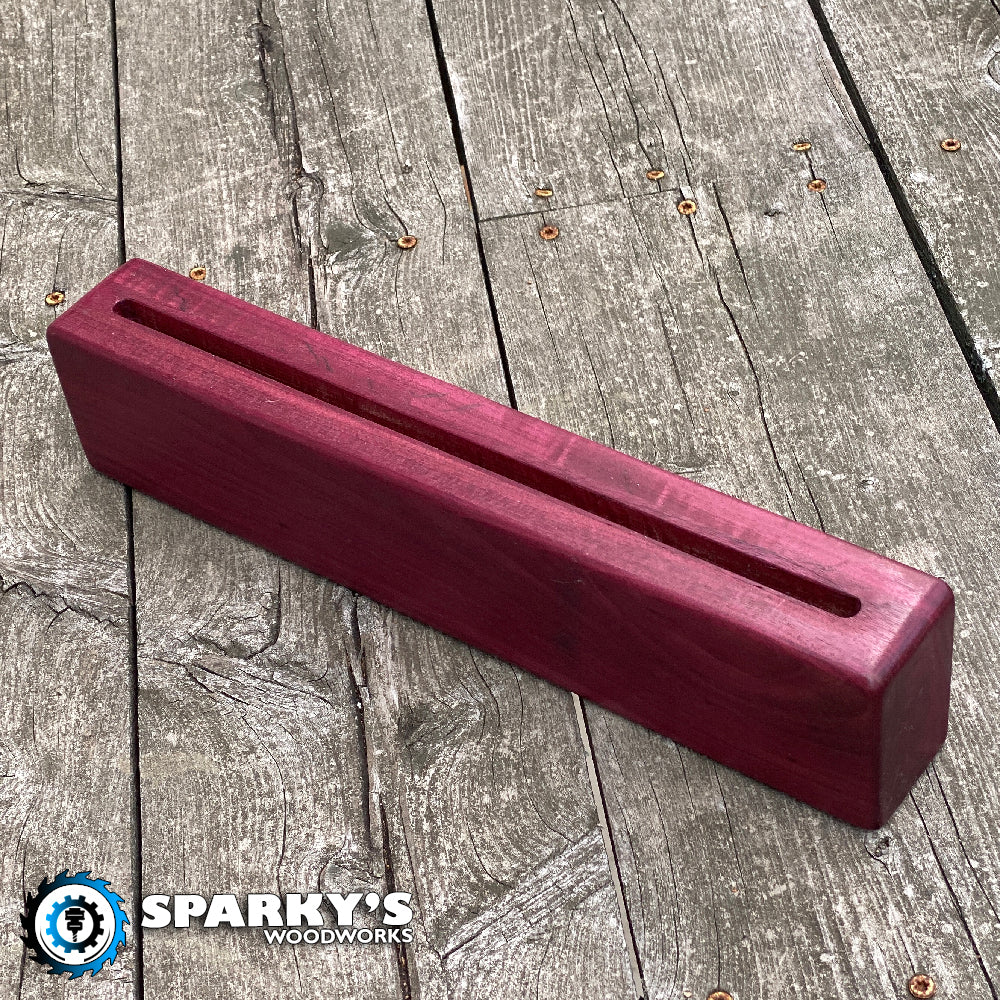 Personalized Solid Hardwood Vinyl Cover Stand 1 - Precision Carved Solid Oak - Made in USA