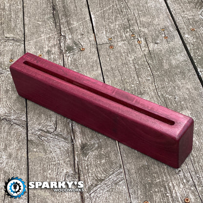 Personalized Solid Hardwood Vinyl Cover Stand 1 - Precision Carved Solid Oak - Made in USA