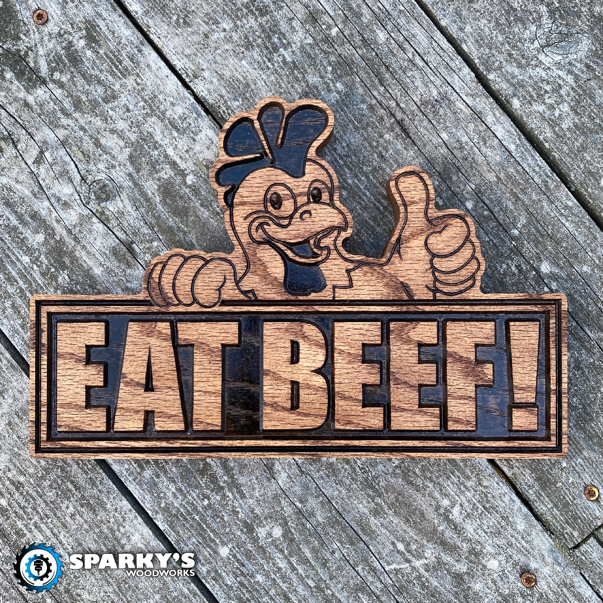 Funky Chicken "Eat Beef" Sign