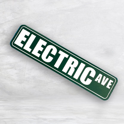 Novelty Street Sign - Electric Ave - Indoor/Outdoor Carved HDPE Sign - Made in USA