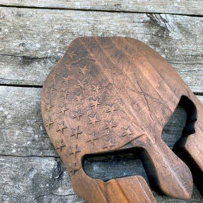 3D USA Spartan Helmet #2 - Precision Carved Solid Cherry Sign Art - Size Medium - Brown - Made in USA