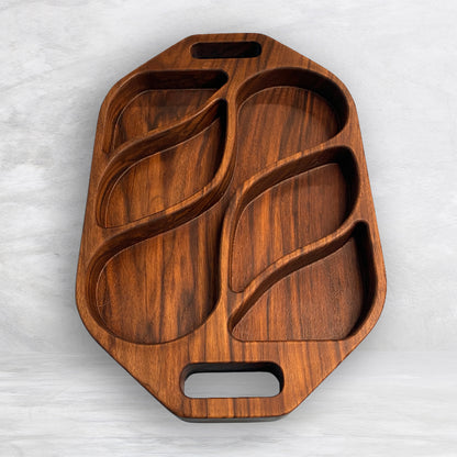 Extra Deep Solid Wood Serving Tray 2 - Precision Carved Solid Premium Walnut Tray - Made in USA