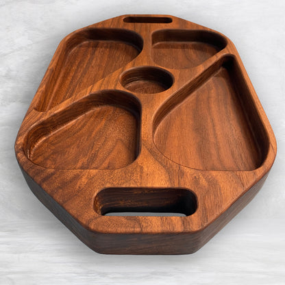 Extra Deep Solid Wood Serving Tray 1 - Precision Carved Solid Premium Walnut Tray - Made in USA
