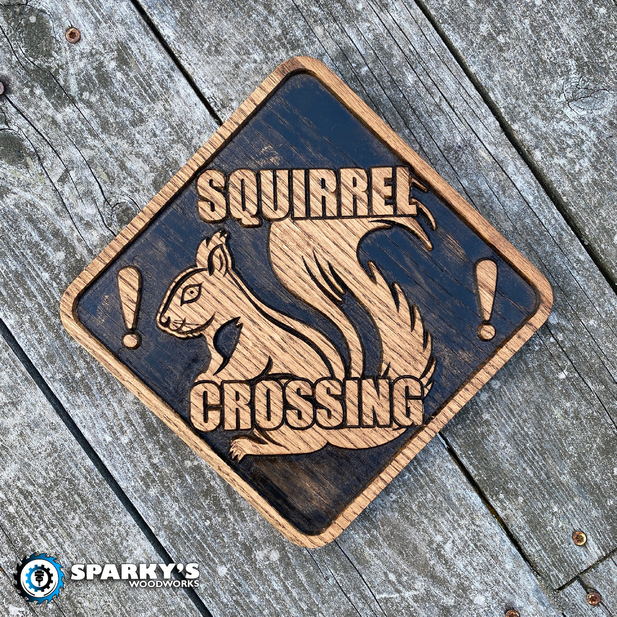 Squirrel Crossing Wood Sign 1 - Stain Only