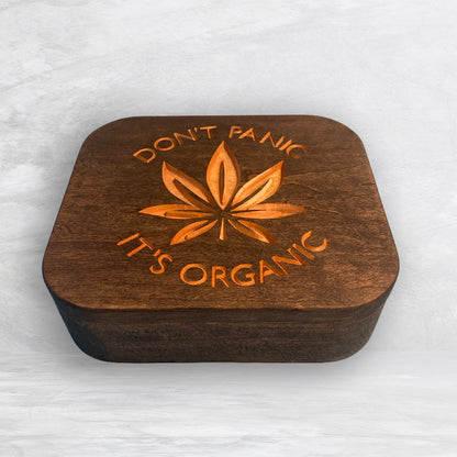 Solid Cherry Wood Box with Lid - Dark Brown - Don't Panic It's Organic - Made in USA