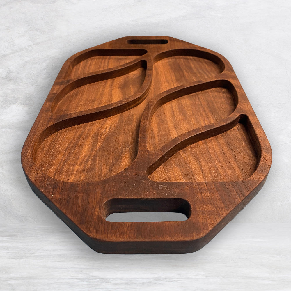 Solid Wood Serving Tray 2 - Precision Carved Solid Premium Walnut Tray - Made in USA