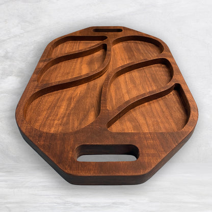 Solid Wood Serving Tray 2 - Precision Carved Solid Premium Walnut Tray - Made in USA