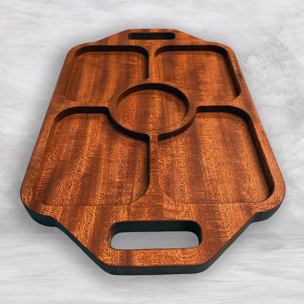 Large Rectangle Wood Serving Tray 1 - Precision Carved Solid Sapele Wood Tray - Made in USA