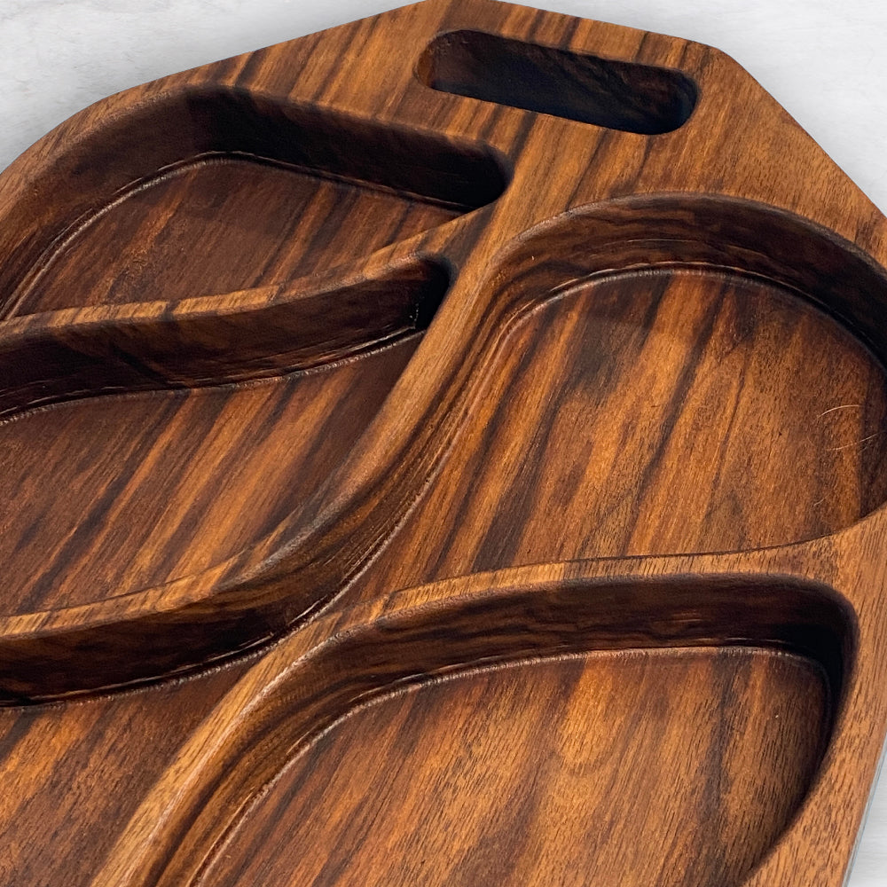 Extra Deep Solid Wood Serving Tray 2 - Precision Carved Solid Premium Walnut Tray - Made in USA