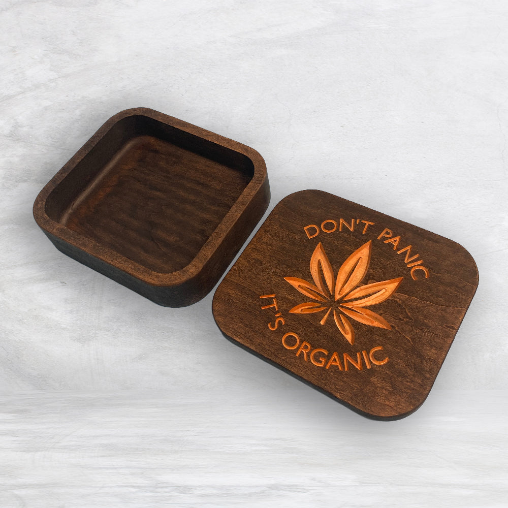 Solid Cherry Wood Box with Lid - Dark Brown - Don't Panic It's Organic - Made in USA