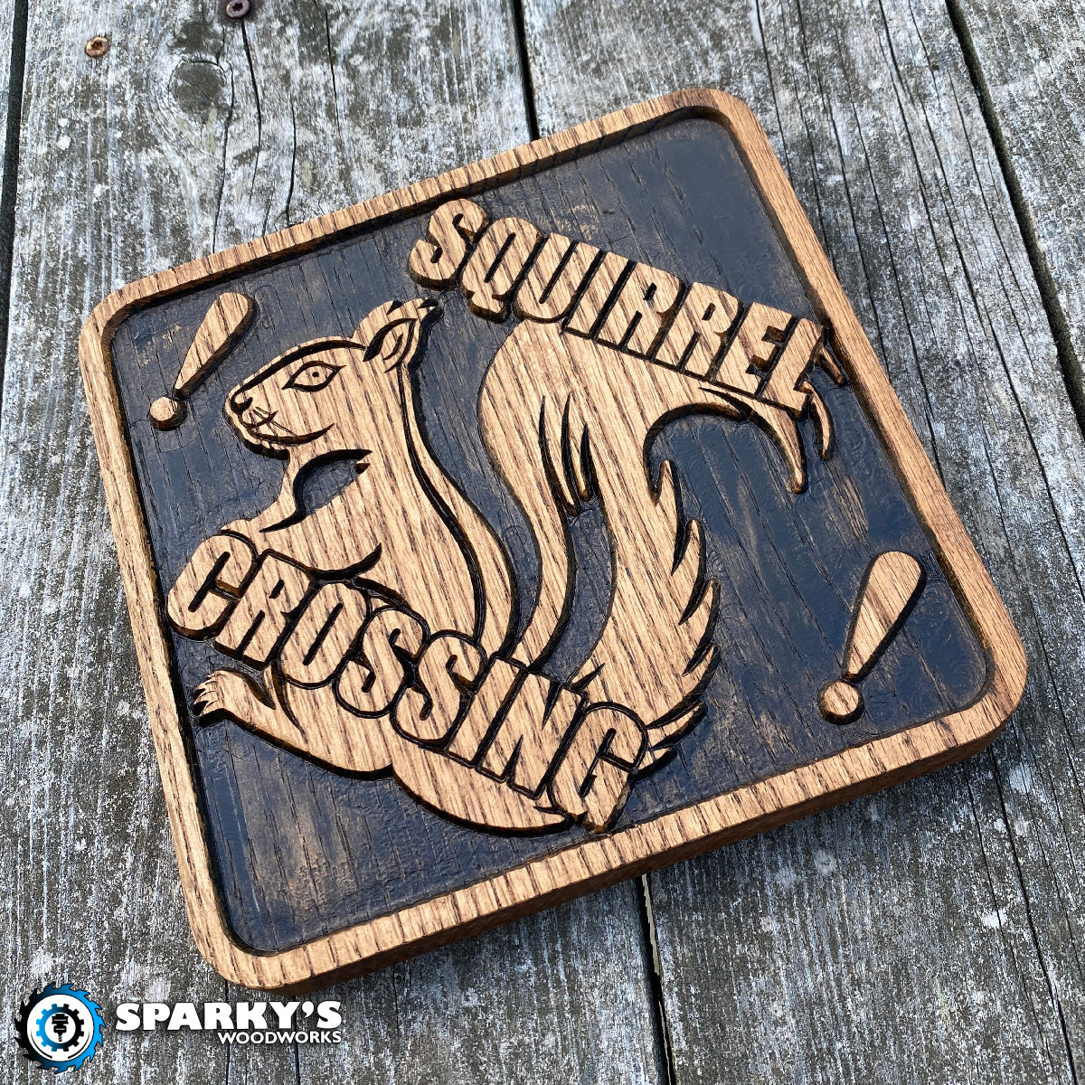 Squirrel Crossing Wood Sign 1 - Stain Only