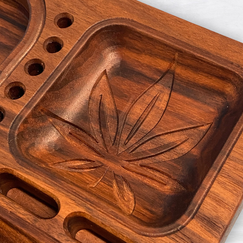 Extra Deep Rolling Tray 1 - Precision Carved Solid Premium Walnut Tray - Made in USA