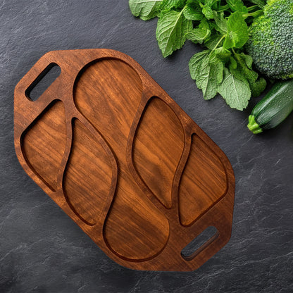 Solid Wood Serving Tray 2 - Precision Carved Solid Premium Walnut Tray - Made in USA