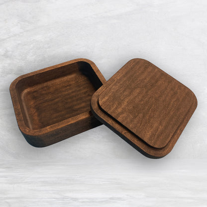 Solid Cherry Wood Box with Lid - Dark Brown - Don't Panic It's Organic - Made in USA