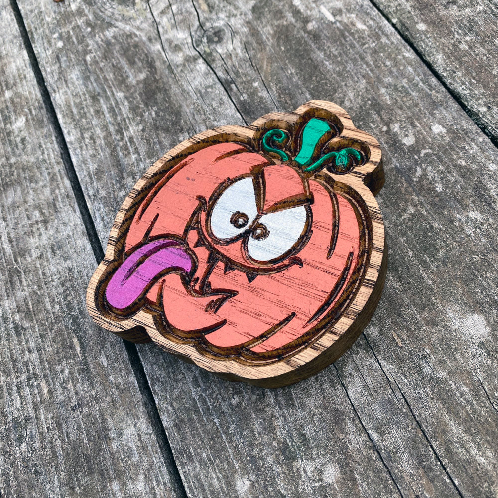 Silly Jack-o-Lantern Wood Decor - Size Mini - Painted
