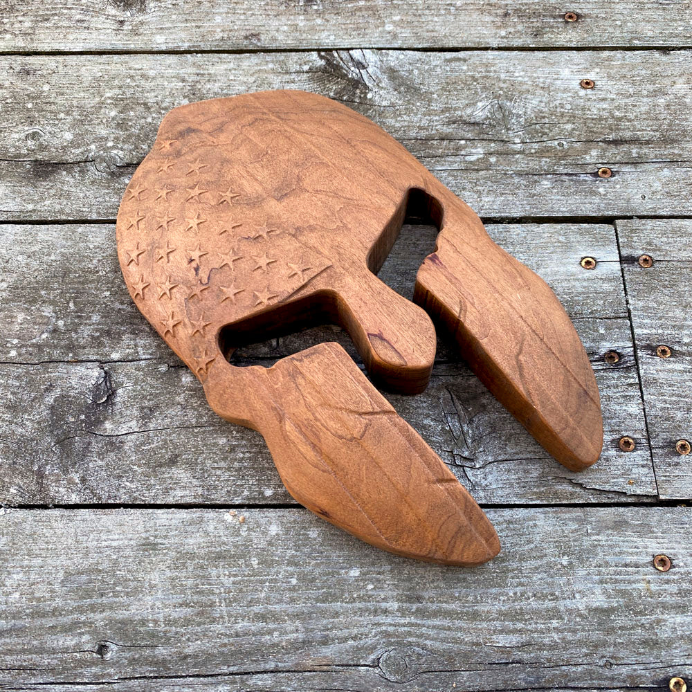 3D Wood USA Spartan Helmet #1 - Size Medium - Natural