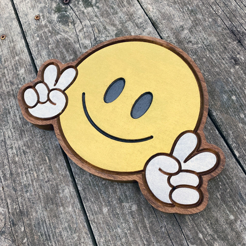 Peace Smiley Guy Wood Sign - Size Medium