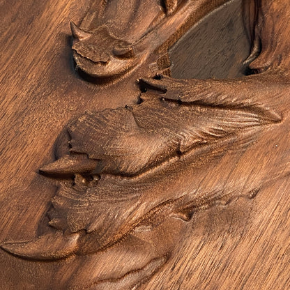 3D Wolf "Mallister Growley" Wood Carving - Precision Carved Solid Premium Walnut Carved Art - Made in USA