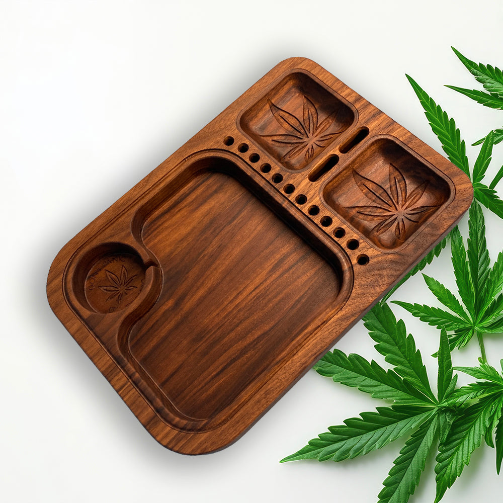Extra Deep Rolling Tray 1 - Precision Carved Solid Premium Walnut Tray - Made in USA