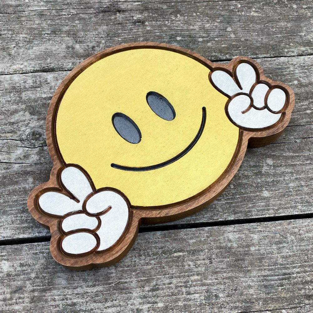 Peace Smiley Guy Wood Sign - Size Medium