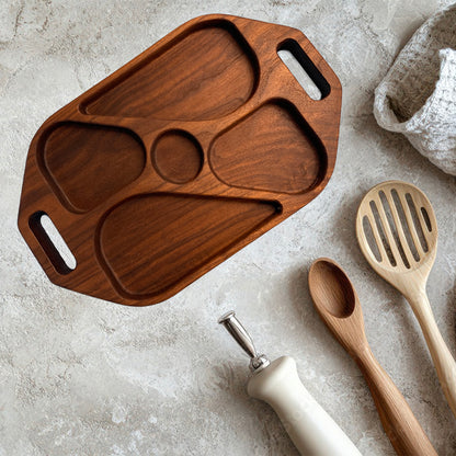 Extra Deep Solid Wood Serving Tray 1 - Precision Carved Solid Premium Walnut Tray - Made in USA