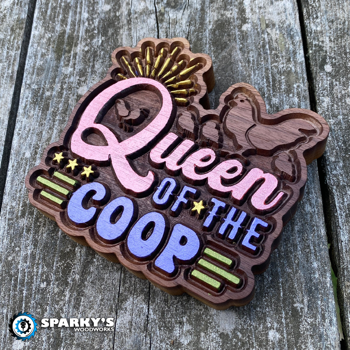 Queen of the Coop Wood Sign - Size Small - Painted