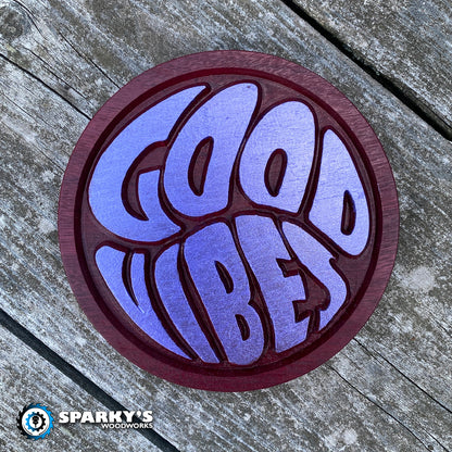 Good Vibes - Round Small - Purpleheart