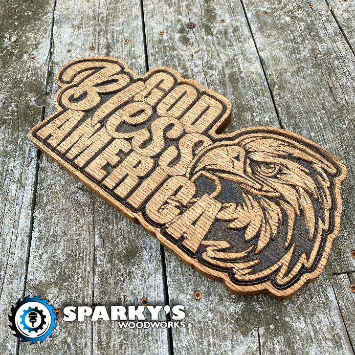 God Bless America Wood Sign - Size Large - Stain Only