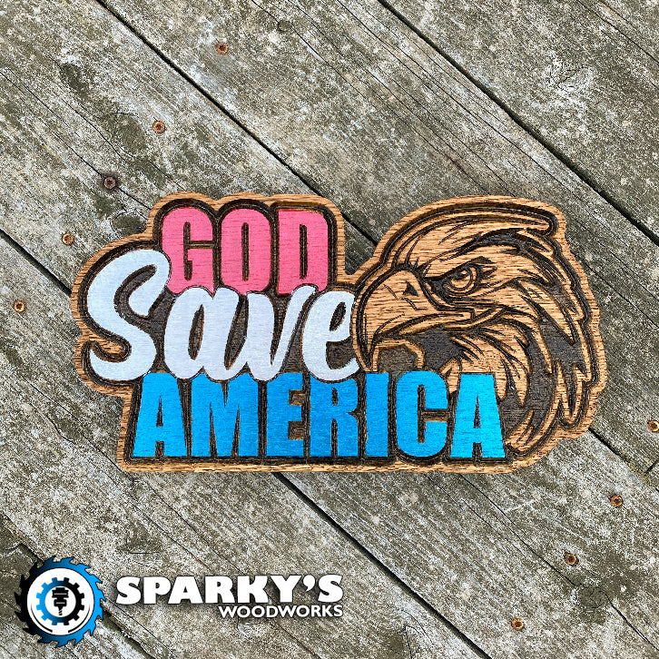 God Save America Wood Sign - Size Large - Painted - Made in USA ...