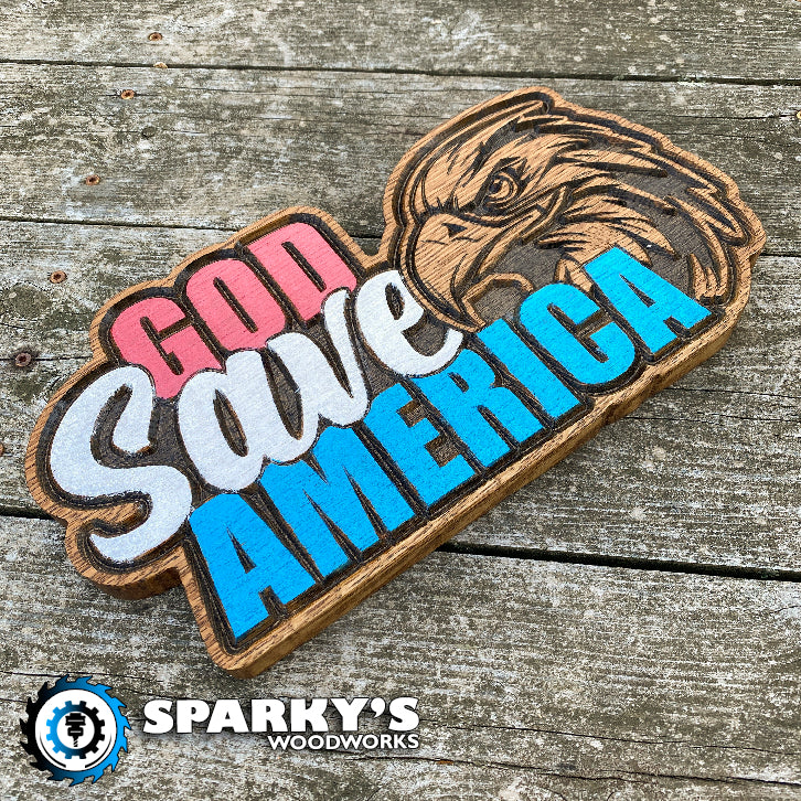 God Save America Wood Sign - Size Large - Painted - Made in USA ...