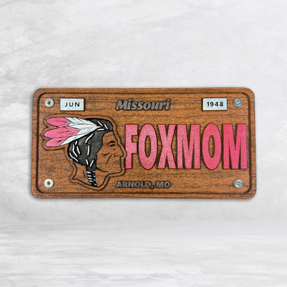 Fox Warriors Wood License Plate - FOXMOM