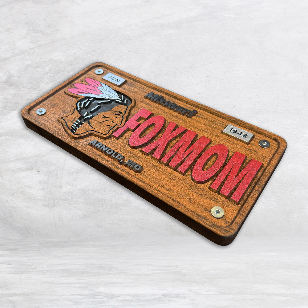 Fox Warriors Wood License Plate - FOXMOM