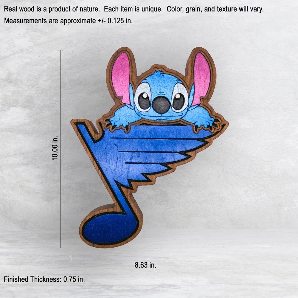 A Note of Blue 2025 Stitched - Precision Carved Solid Cherry Decor Art - Made in USA