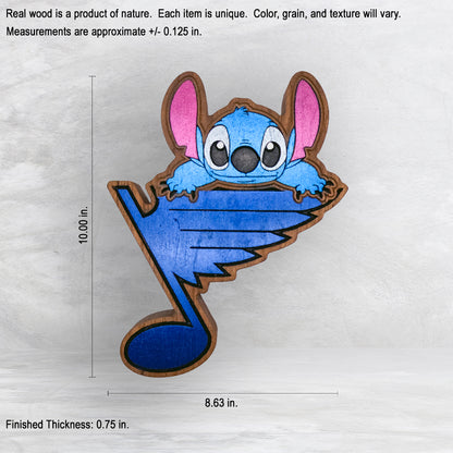 A Note of Blue 2025 Stitched - Precision Carved Solid Cherry Decor Art - Made in USA