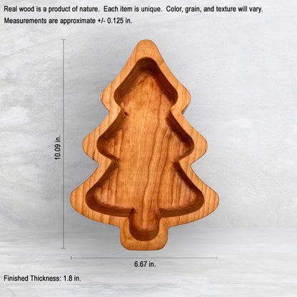 Tree Shaped Bowl - Precision Carved Solid Cherry Wood Bowl - Made in USA