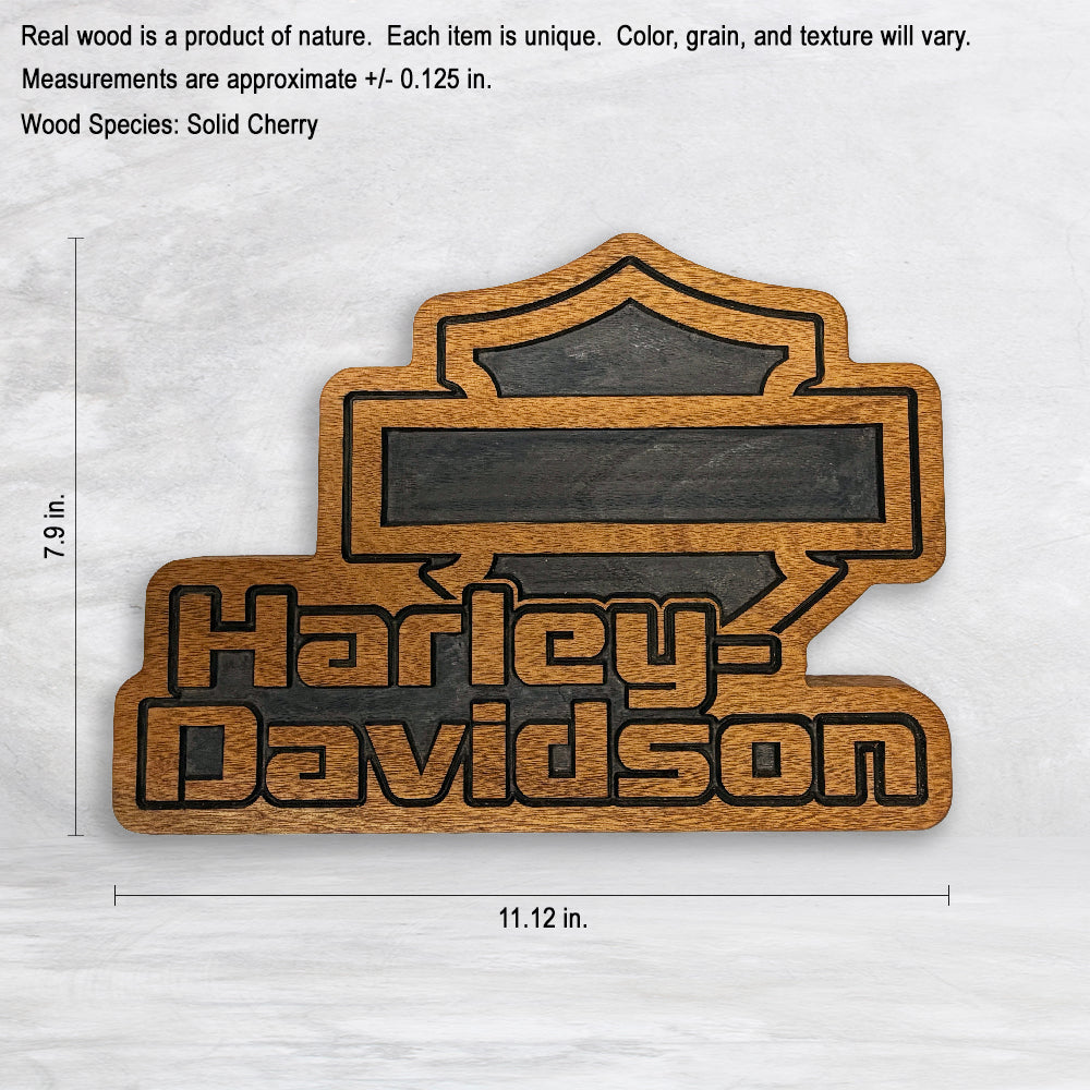 HD Name Shield Plaque - Unpainted - Solid Cherry Decor Art - Precision Carved - Hand Finished - Made in USA