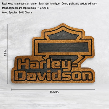 HD Name Shield Plaque - Unpainted - Solid Cherry Decor Art - Precision Carved - Hand Finished - Made in USA