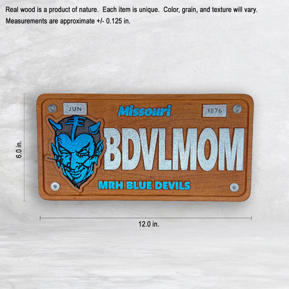 MRH Blue Devils Wood License Plate - BDVLMOM - Made in USA