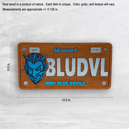 MRH Blue Devils Wood License Plate - BLUDVL - Made in USA