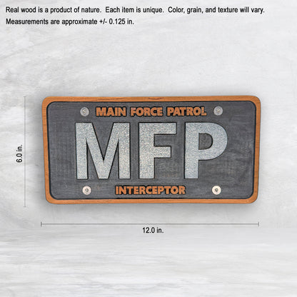 Mad Max Inspired Wood License Plate - MFP - Made in USA