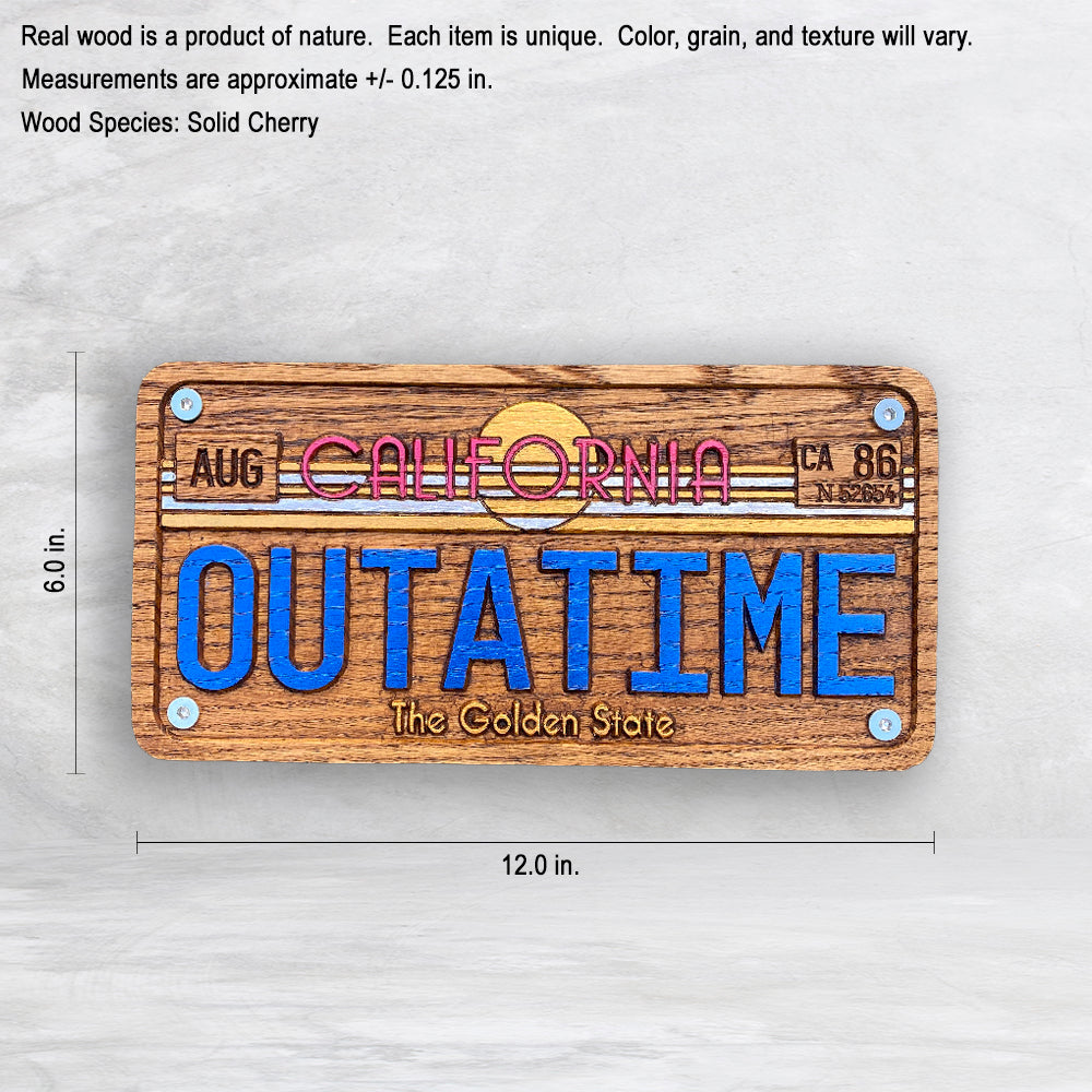 Back to the Future OUTATIME Wood License Plate - Made in USA