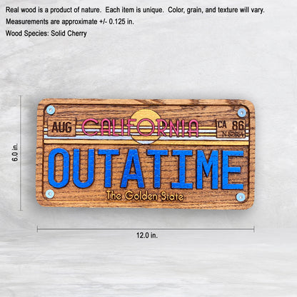 Back to the Future OUTATIME Wood License Plate - Made in USA